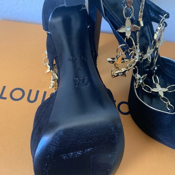 AUTHENTIC LOUIS VUITTON STARDUST LEATHER SANDALS - Picture 9 of 10